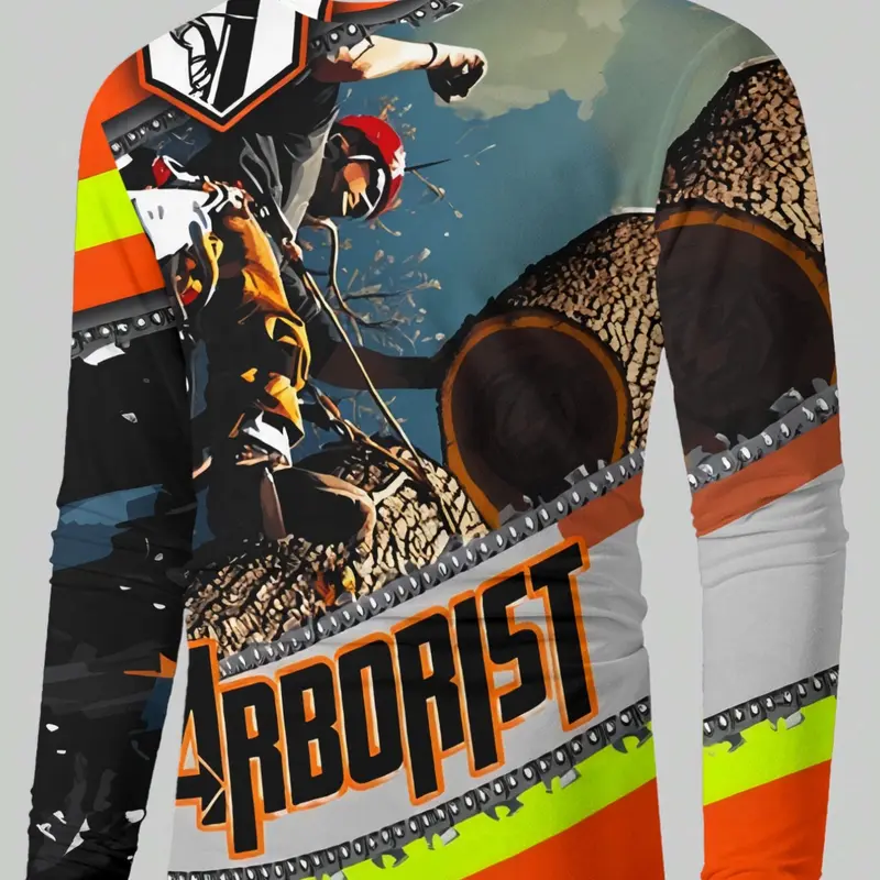 Men's Round Neck Long Sleeve T-Shirt, Digging Printer Pattern, Casual Loose-Fit Streetwear Top for All Seasons