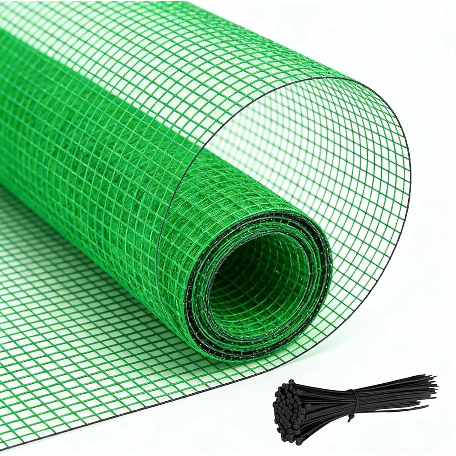 4x100 FT Garden Fence,0.4" Mesh Plastic Fencing Deer Netting Roll | Temporary Fence,Snow Fence,Safety Fence,Deer Fence for Animal Barrier,Poultry,Plants and Patio,Green,50PCS Zip Ties