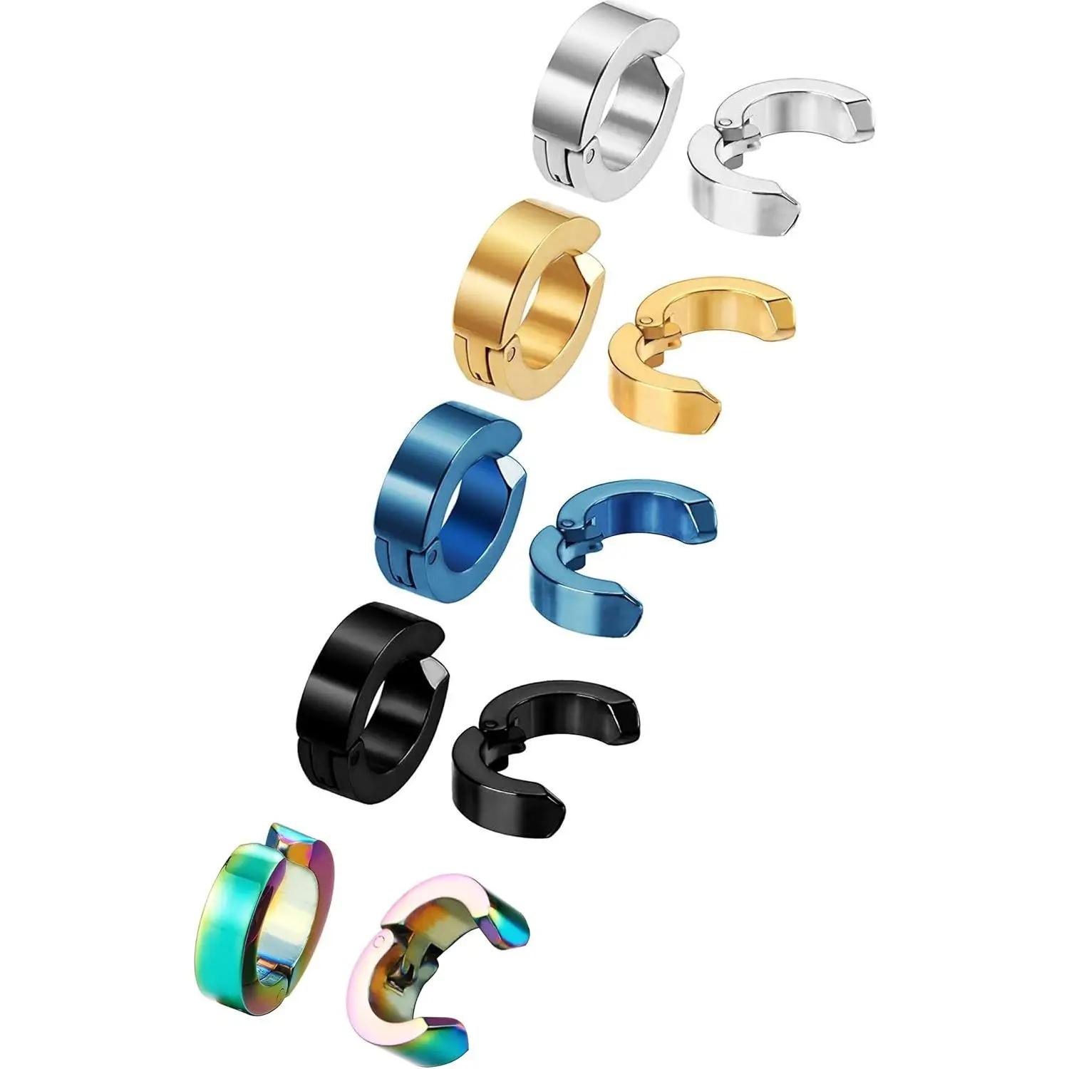 10 count Non- Earrings Ear Clip  Ear Hoops for Men and Women Stainless Steel