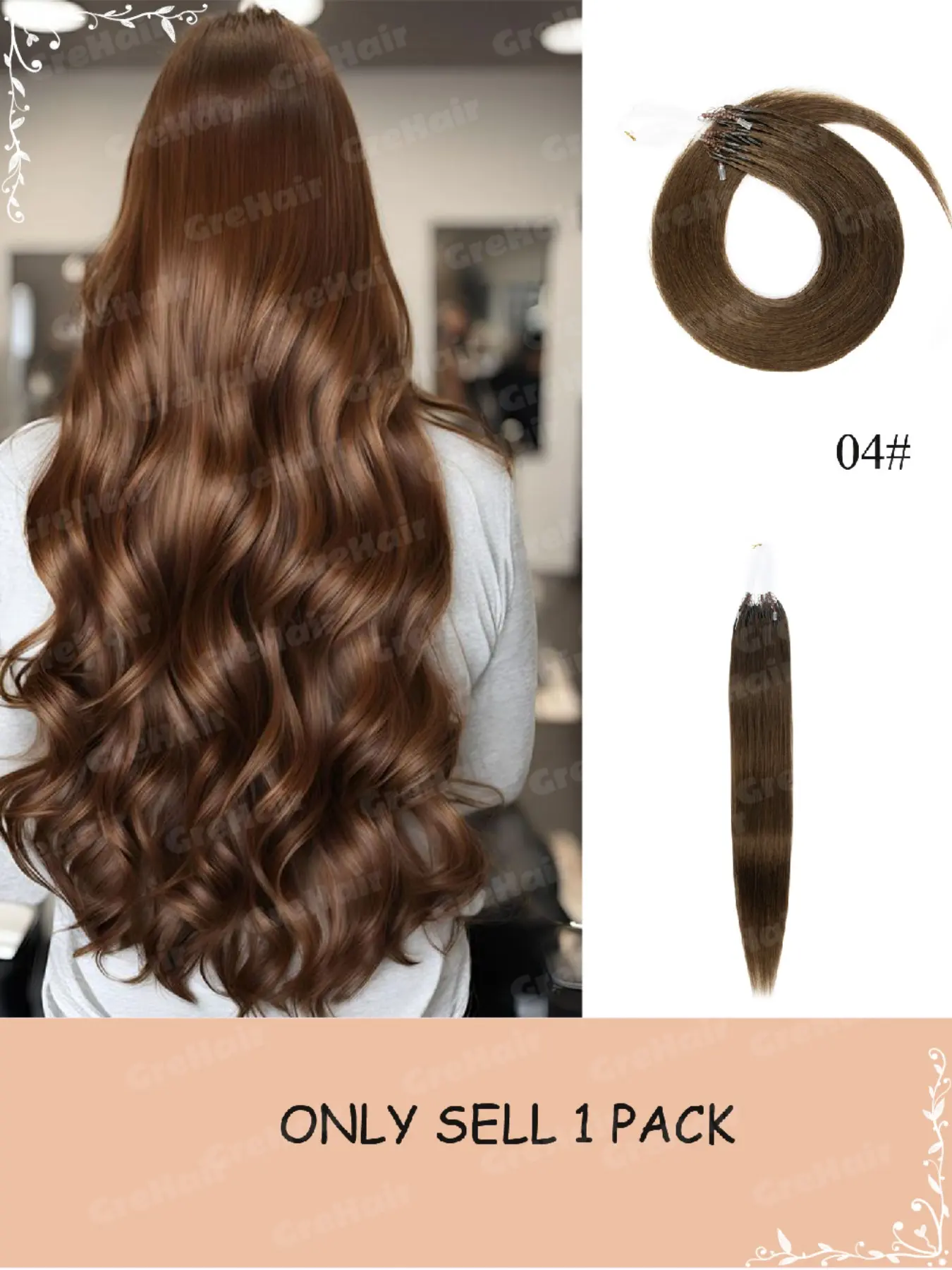 8D Nano Micro Clip Real Human Hair Extensions, 30g 50 Bundles Per Pack, Multiple Sizes and Colors, Invisible Seamless Hair Growth