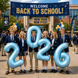 40 Inch Reusable Blue Number Balloon Set, High School Back-To-School Decor Kit, Includes Pump, One-Stop Purchase, Aluminum Foil Ball