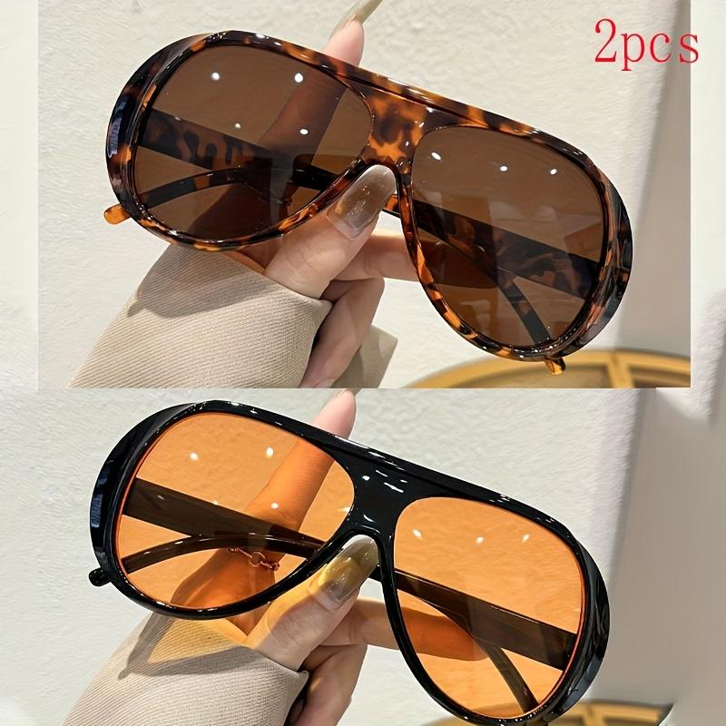 2pcs Set: Oversized Frame Design, Multiple Color Options, Stylish Large Frame Glasses