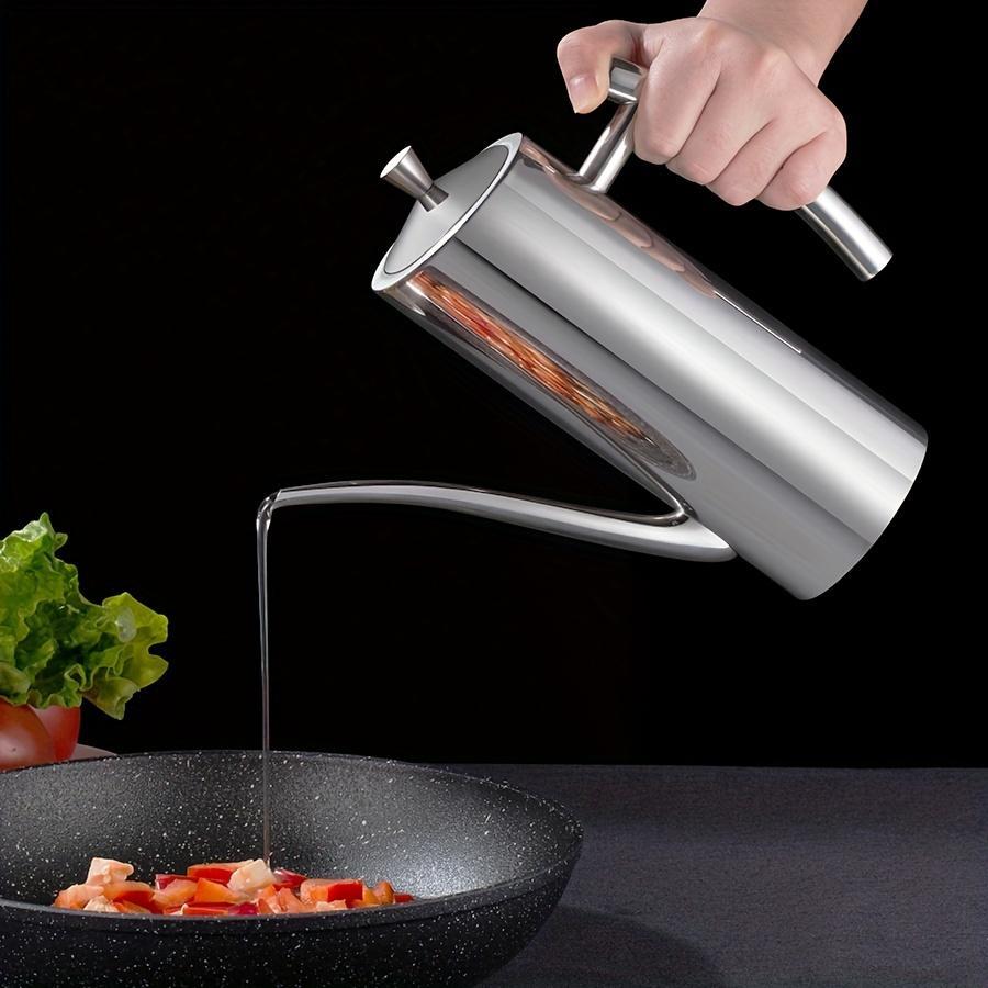 304 Stainless Steel Oil Dispenser And Bottle, Oil Control Pot And Sauce Bottle, European-Style Leak-Proof Condiment Container with Large Capacity, Rust-Resistant Kitchen Seasoning Pot, Creative Disposable Oil Dispenser