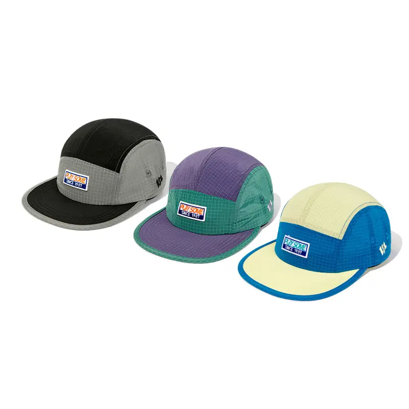 Unisex 5-Panel Flat Brim Skateboard Cap Quick Dry Color Block Waterproof Sun Protection Lightweight Adjustable Peaked Hat for Summer Streetwear Skateboarding Hiking Camping Travel Daily Casual Wear