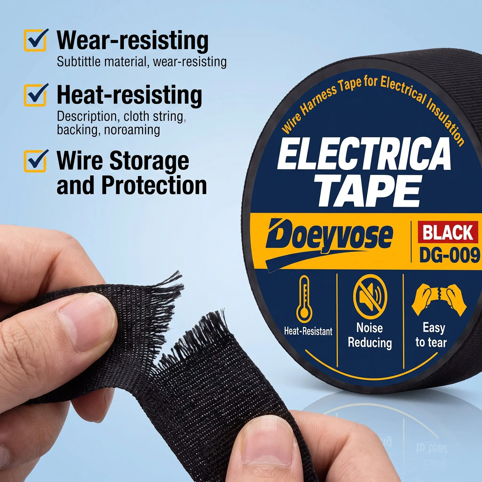 Flexible Adhesive Tape, Heat Resistant Automotive Wire Harness Tape, Noise Proof Wear-Resistant Tape, Fireproof Car Tape, Sound Insulation Tape, Braided Shock Absorption Tape