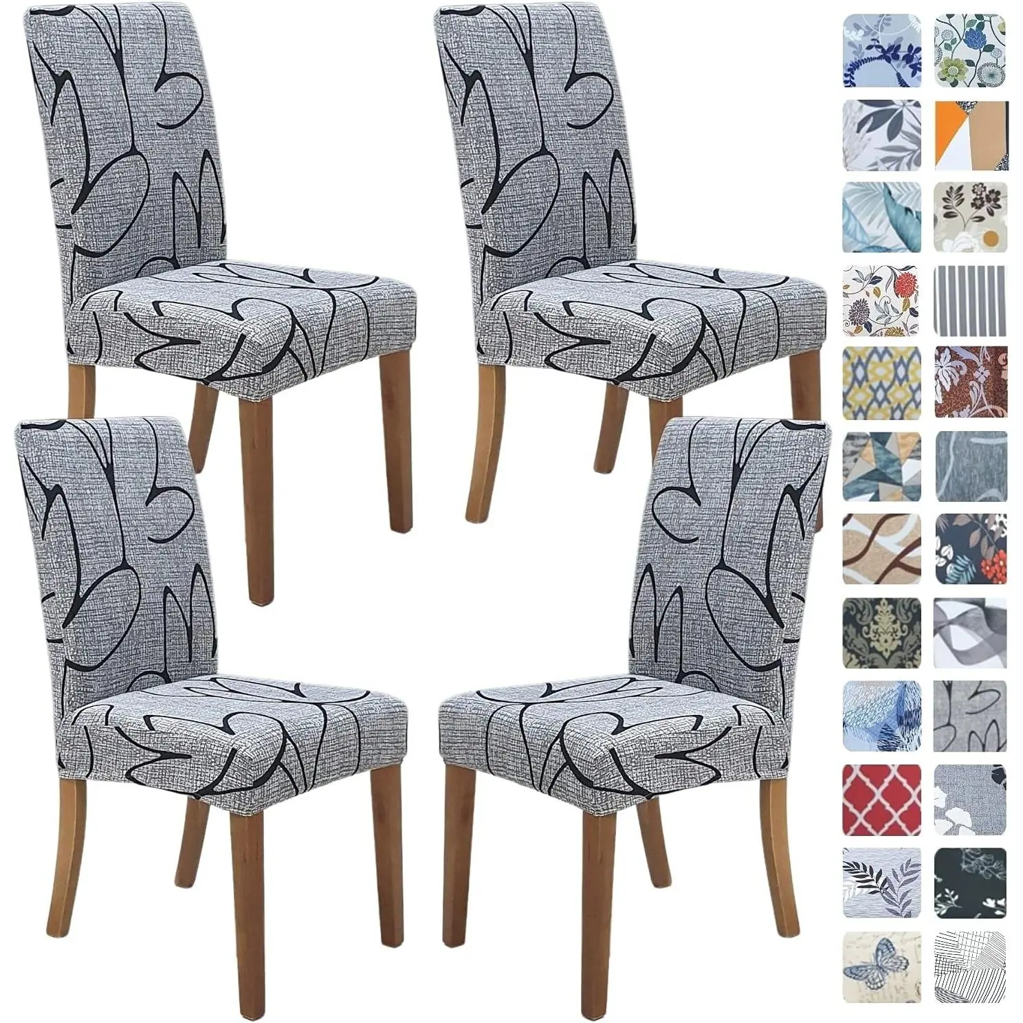 Chair Covers for Dining Room Set of 4, Stretch Dining Chair Cover, Washable Spandex Parsons Chair Slipcovers, Removable Seat Protector for Home or (4 Pack, Lotus Gray)