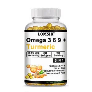 Omega 3 6 9 Plus Turmeric Curcumin Supplement, Fish Oil Omega 3 (EPA & DHA) Supplements for Men and Women, Brain, Heart Health Support - 60 Softgels Dietary Healthcare