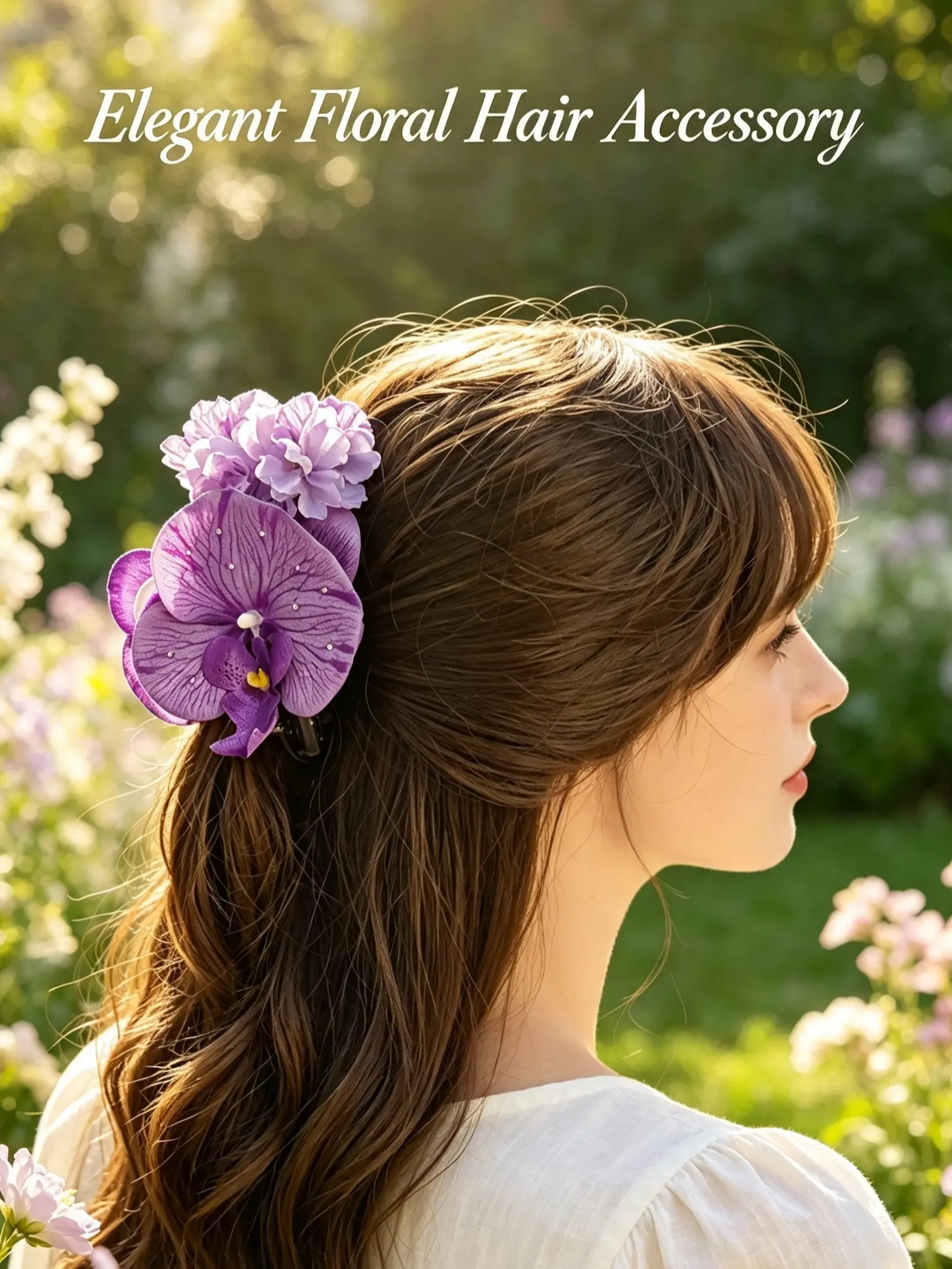 Handcrafted 3D Purple Orchid Flower Hair Claw Clip, Elegant Floral Hair Accessory, Comes With Premium Gift Box, Ideal Birthday & Anniversary Gift For Women, Flower Hair Clips
