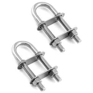 Marine tail tie-down U-bolt, diameter 3/ 8inch , thread length 2-1/ 2inch , stainless steel material