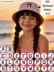 1pc Girl's A-Z Letter Bucket Hat, UV Protection Foldable Breathable Bucket Hat, Face-Slimming Versatile Cap Suitable For Beach, Travel, Outdoor, Casual