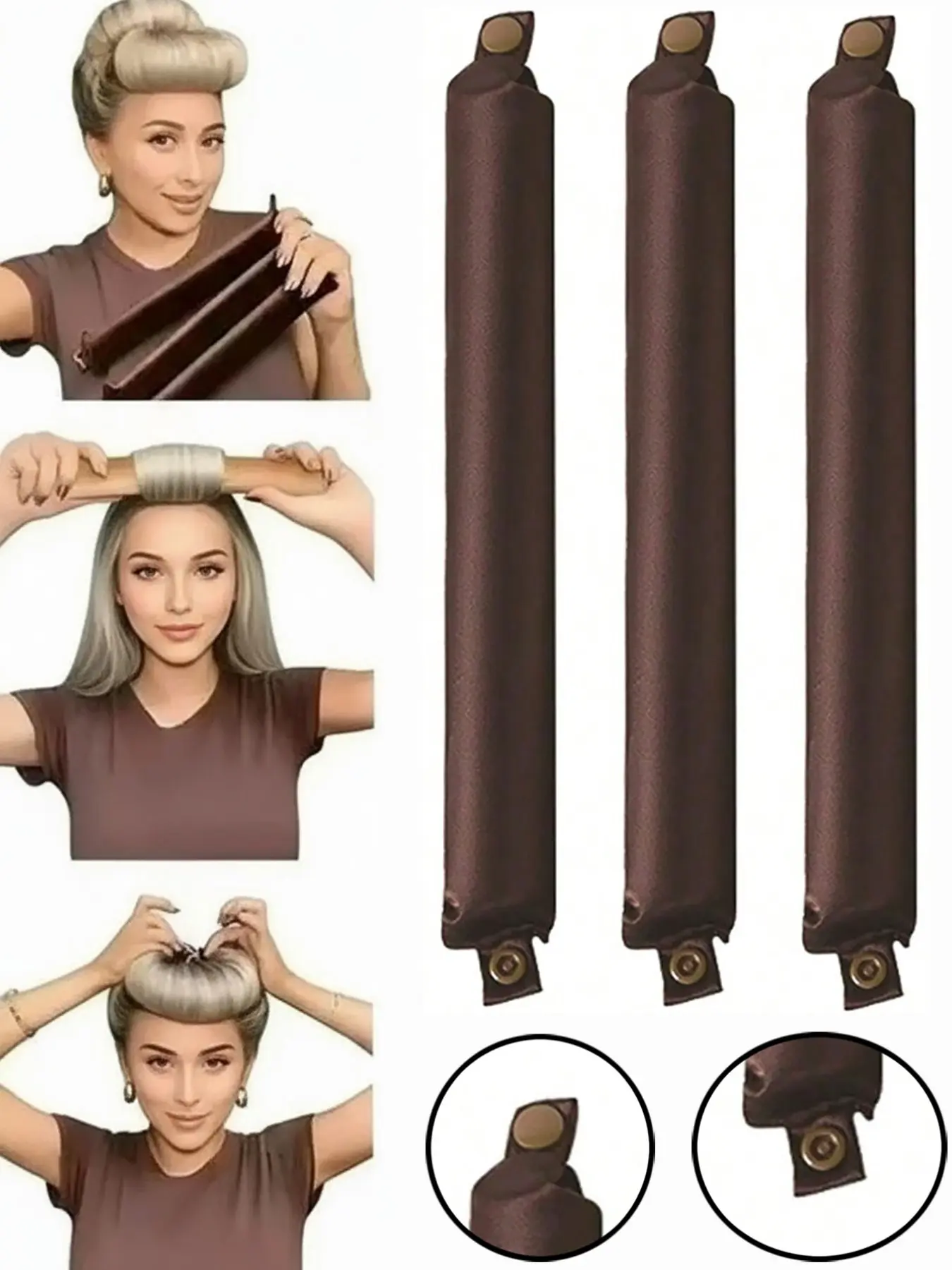 3pcs No Heat Curling Rods, Slouchy Hair Curler, Silk Hair Rollers, Heatless Styling Tool, Elastic Sleep Headband, Long Hair Soft Curling Tools, Manual Styling Accessories, Sleep Hair Curling Device, Suitable For Valentine's Day, Qixi Festival, Women
