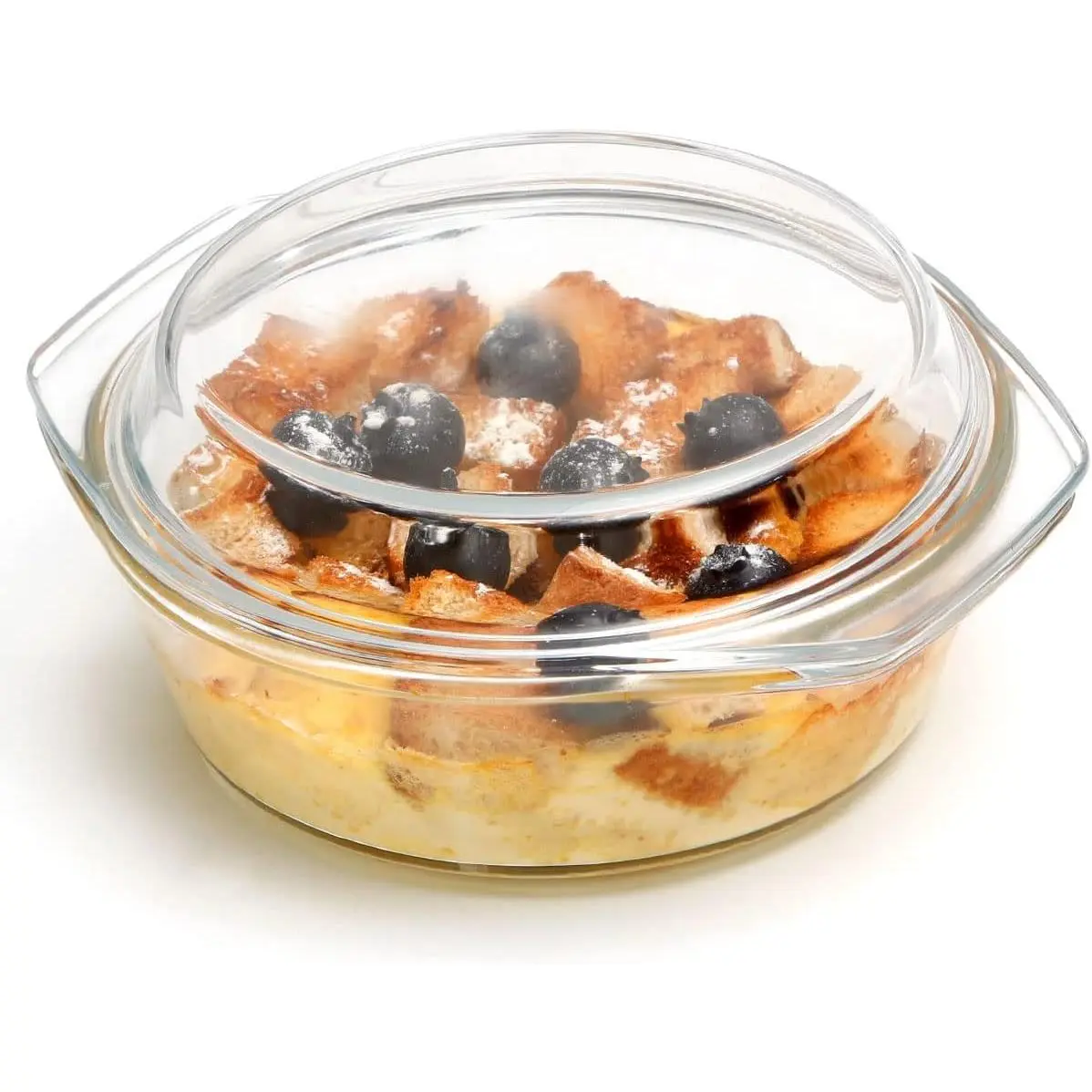 Small Round Glass Casserole Dish with lid, 0.65 L Mini glass bowl with glass lid, Microwave and Oven Safe