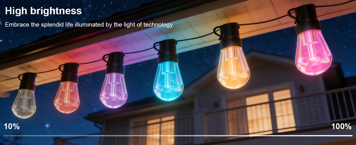 Rcuical RGB+IC Outdoor String Lights Bulbs IP67 Waterproof LED Color Changing Smart App Hanging Shatterproof Light with Remote Controller for Outside, Patio, Backyard, Garden, Party Rcuical RGB+IC Outdoor String Lights Bulbs IP67 Waterproof LED Color Changing Smart App Hanging Shatterproof Light with Remote Controller for Outside, Patio, Backyard, Garden, Party