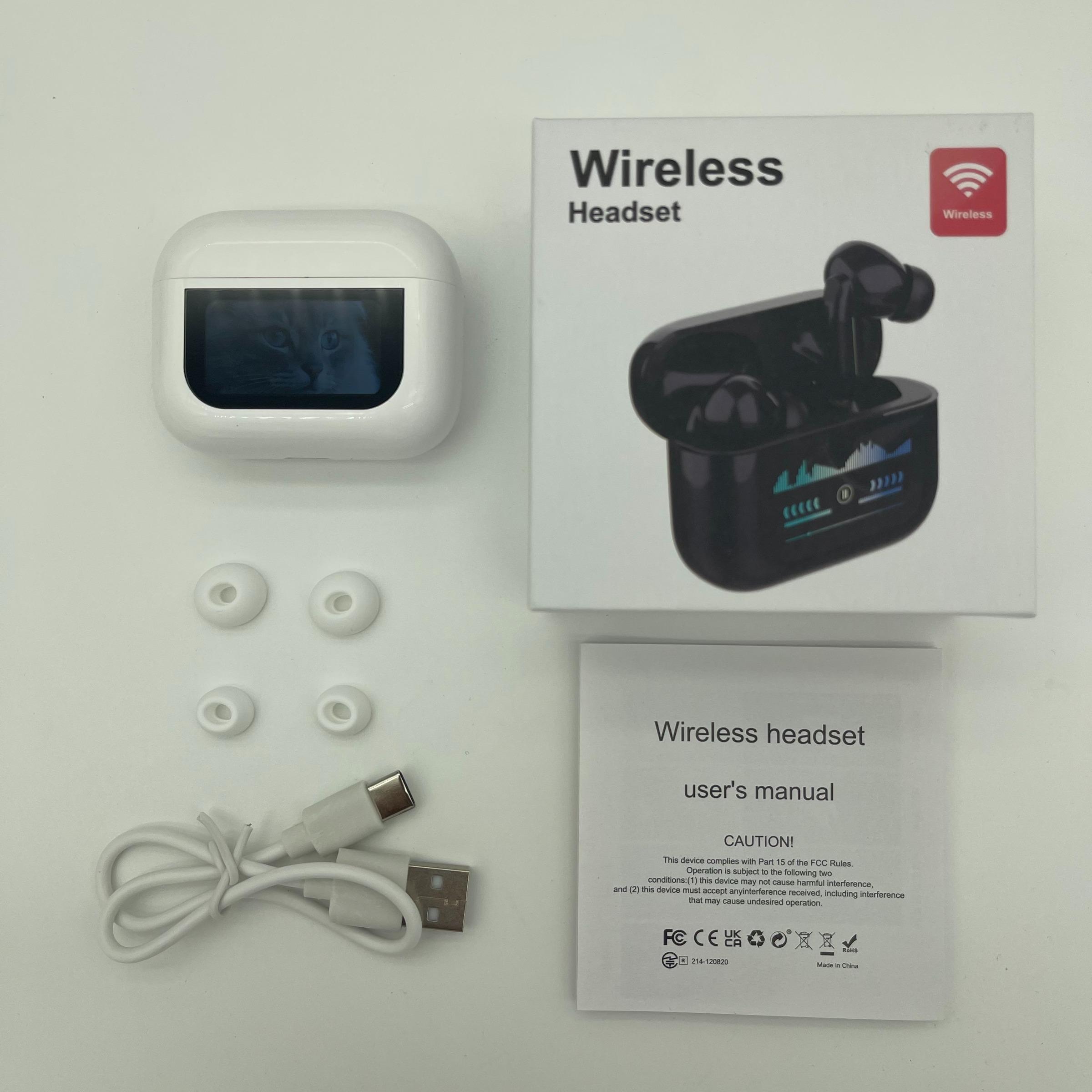 Wireless Earphones, True Wireless In-ear Design Earbuds with Touch Screen Charging Case & Built-in Microphone, ANC Noise Cancellation Earbuds for Smart Devices