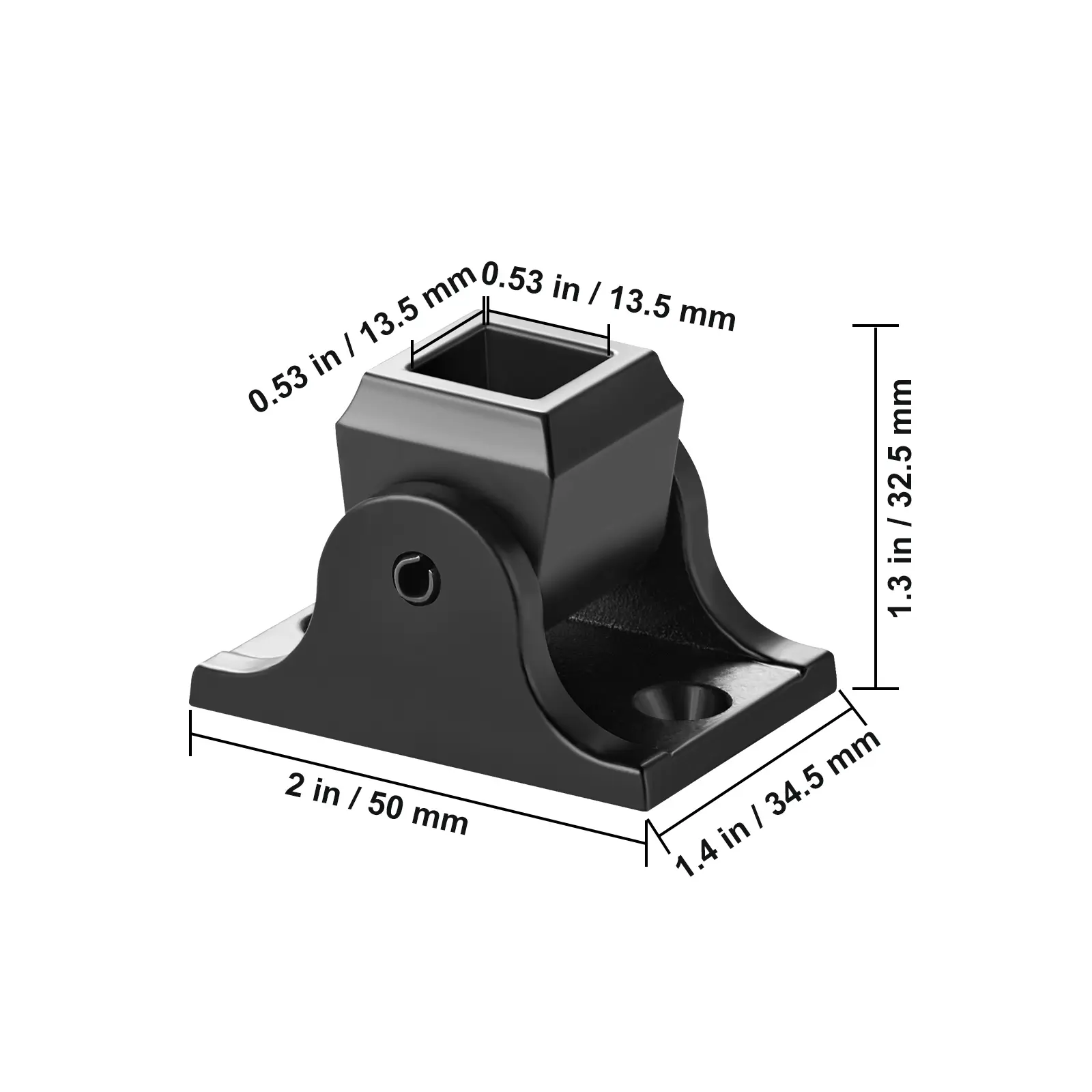 Aluminum Alloy Baluster Shoes Square Balusters Baluster Wrought Spindles for Staircase Slant Shoes with Screw Holes for 1/2 Inch Staircase Balusters, Black (50 Pcs)(Screws Sold Separately)