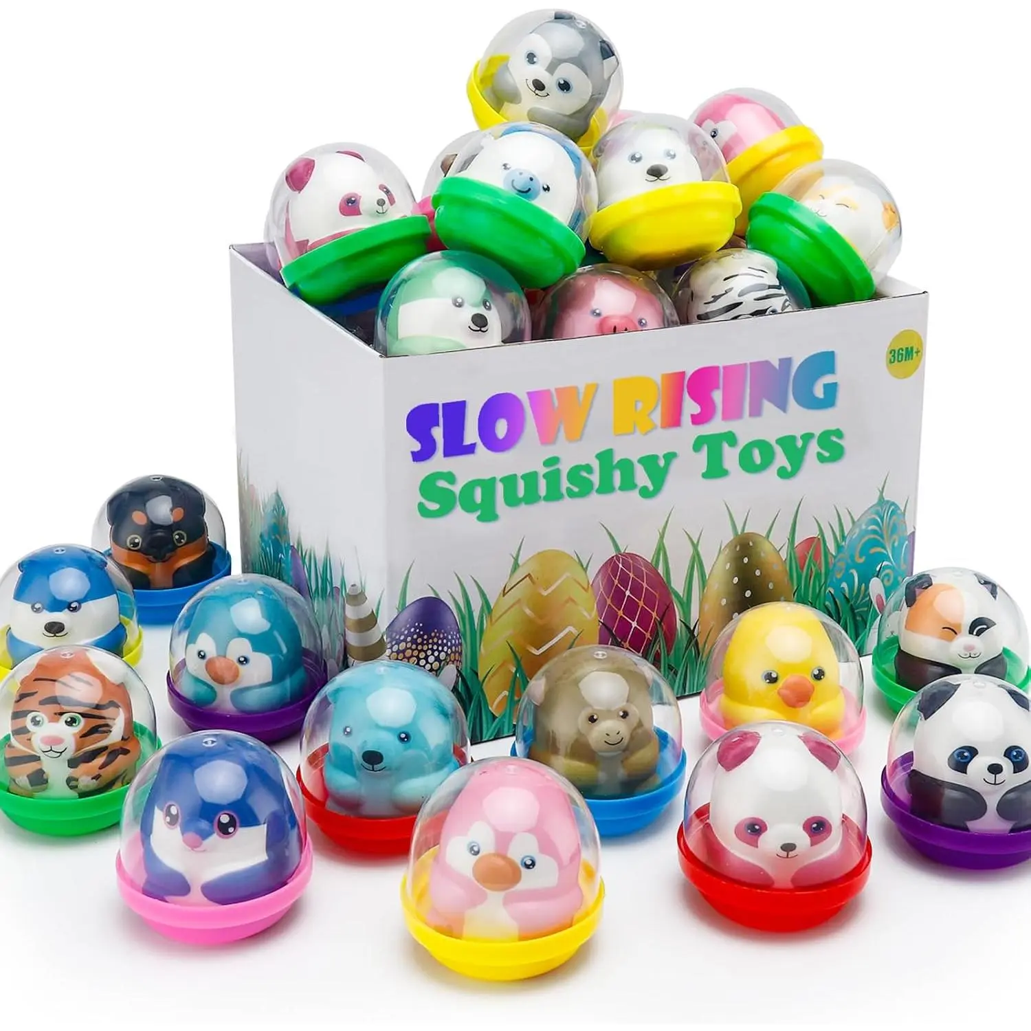 30 Packs Party Favors Slow Rising Animal Squishy Toys with Capsules,Goodie Bag Stuffers,Birthday Gifts,Treasure Box Toys, Kids Classroom Prizes,Claw Machine Toys, Stress Relief Squishy toys