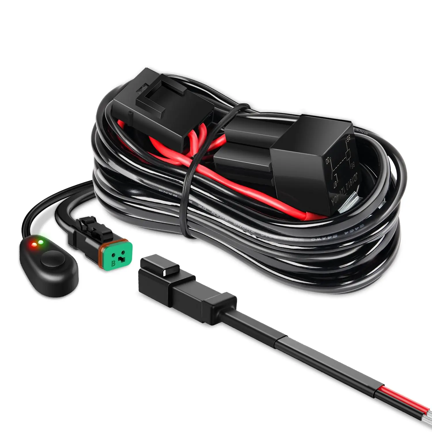 Nilight 10018W 14AWG DT Connector Wiring Harness Kit - 12V On-Off Switch, Power Relay, Blade Fuse for Car, Truck, 4x4 Off-Road LED Work Lights, Boat, Camping Car Lighting Accessories