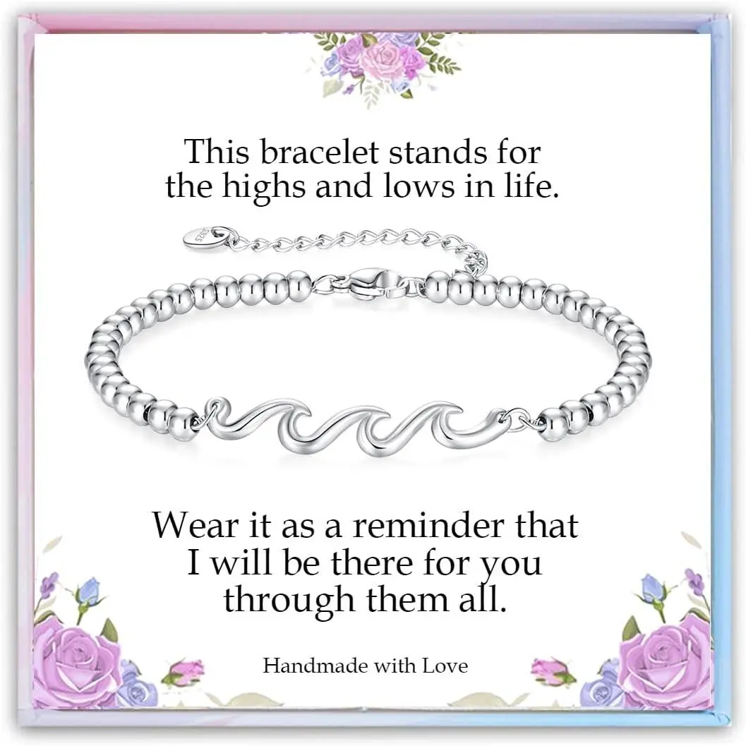 Birthday Gifts for Women -  Wave Bracelet  for Happy Birthday 18th,21st, 30th, 40th, 50th, 60th Birthday  Ideas for Women Ladies Bestie  Sister Mom Daughter Wife Grandma