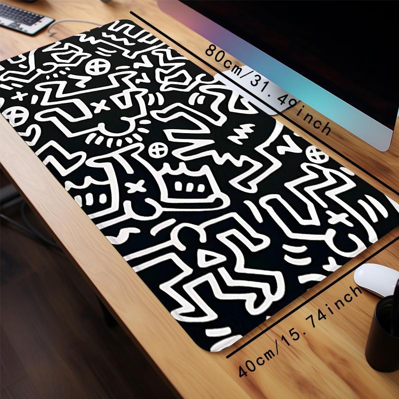 Abstract Graffiti Pattern Mouse Pad, 1 Count Creative Computer Desk Mat, Mouse Mat, Gaming Mouse Pad with Non-slip Rubber Base, Keyboard Mat, Office Desk Accessories