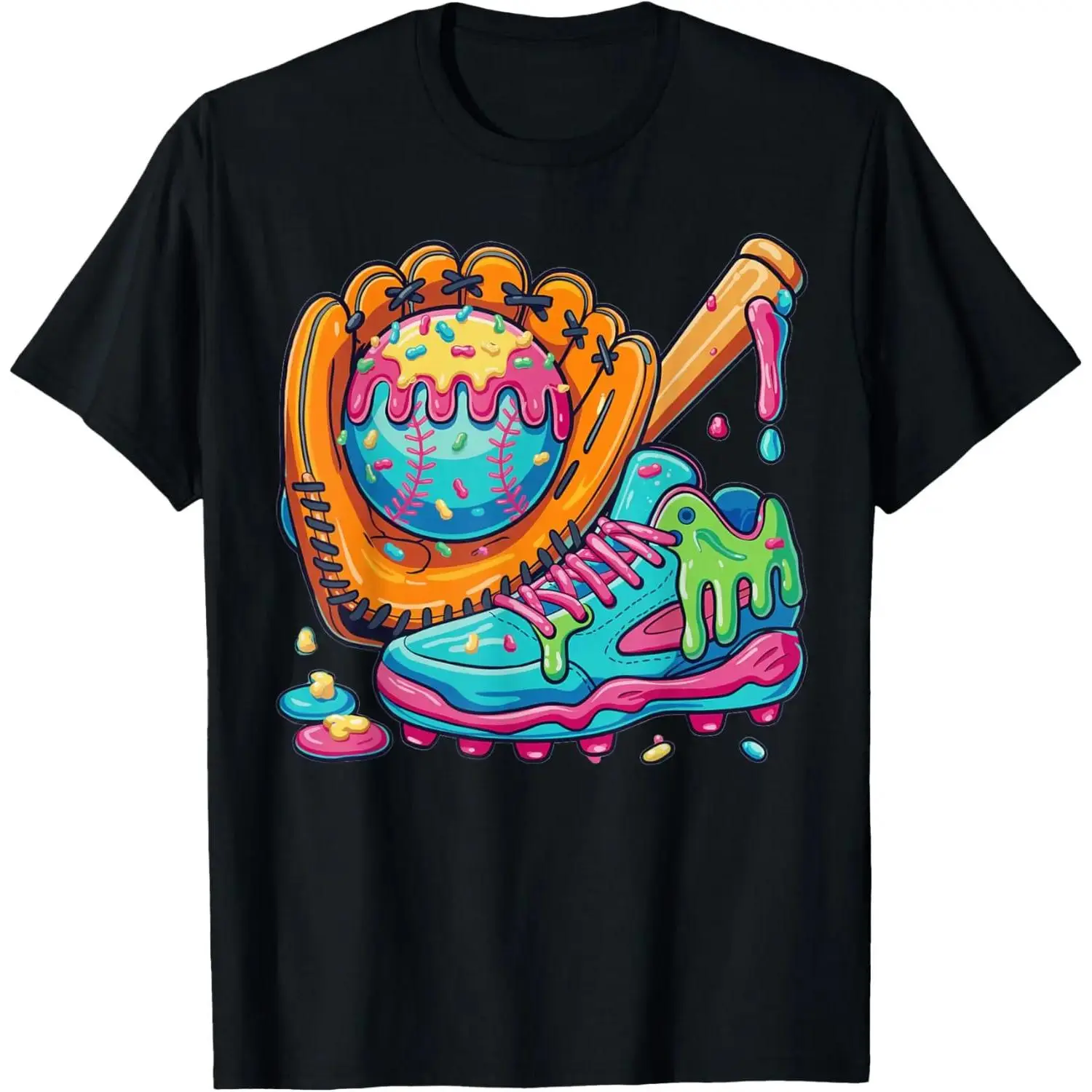 Ice Cream Drip Baseball Stuff Baseball Drip for Boys Youth T-Shirt - Fabric Men Woman