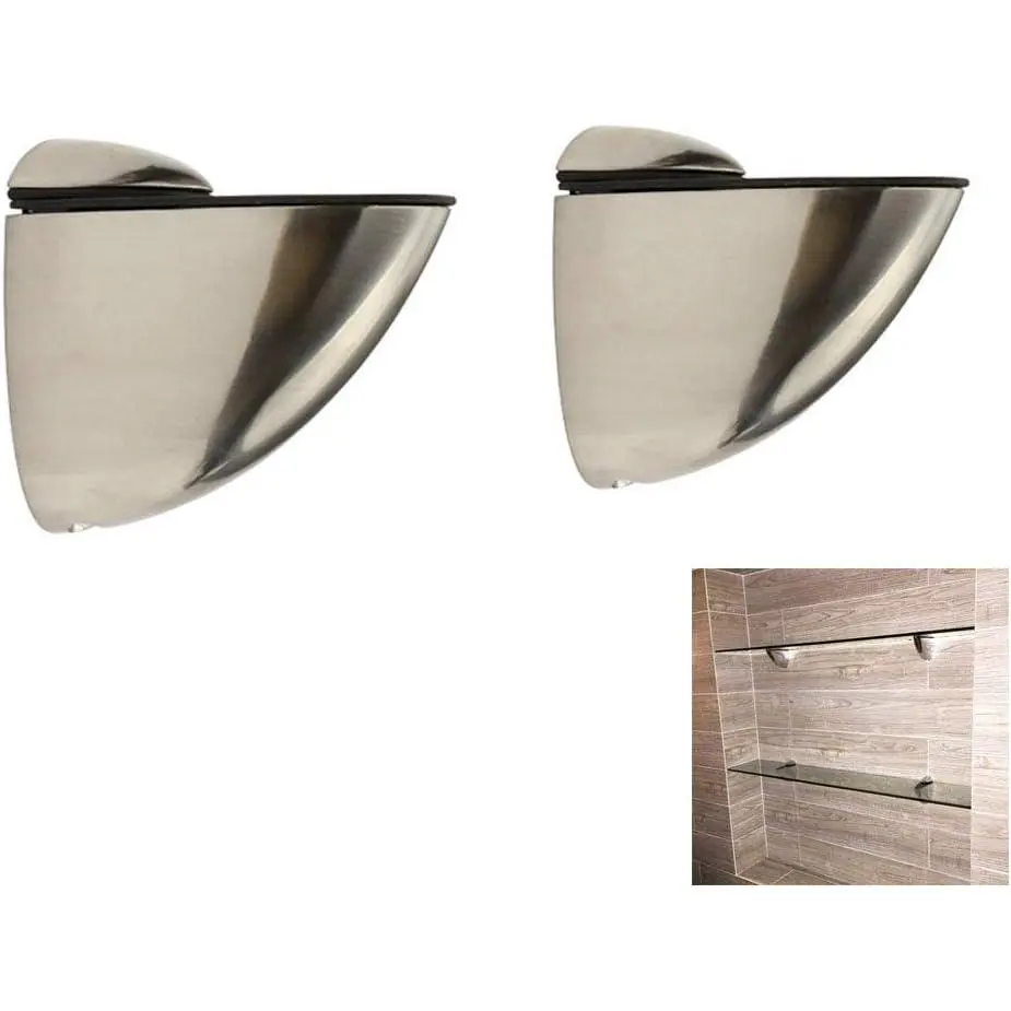 Metal Adjustable /Glass Shelf Bracket Wall Mount 2 count or  Pair, Brushed Nickel