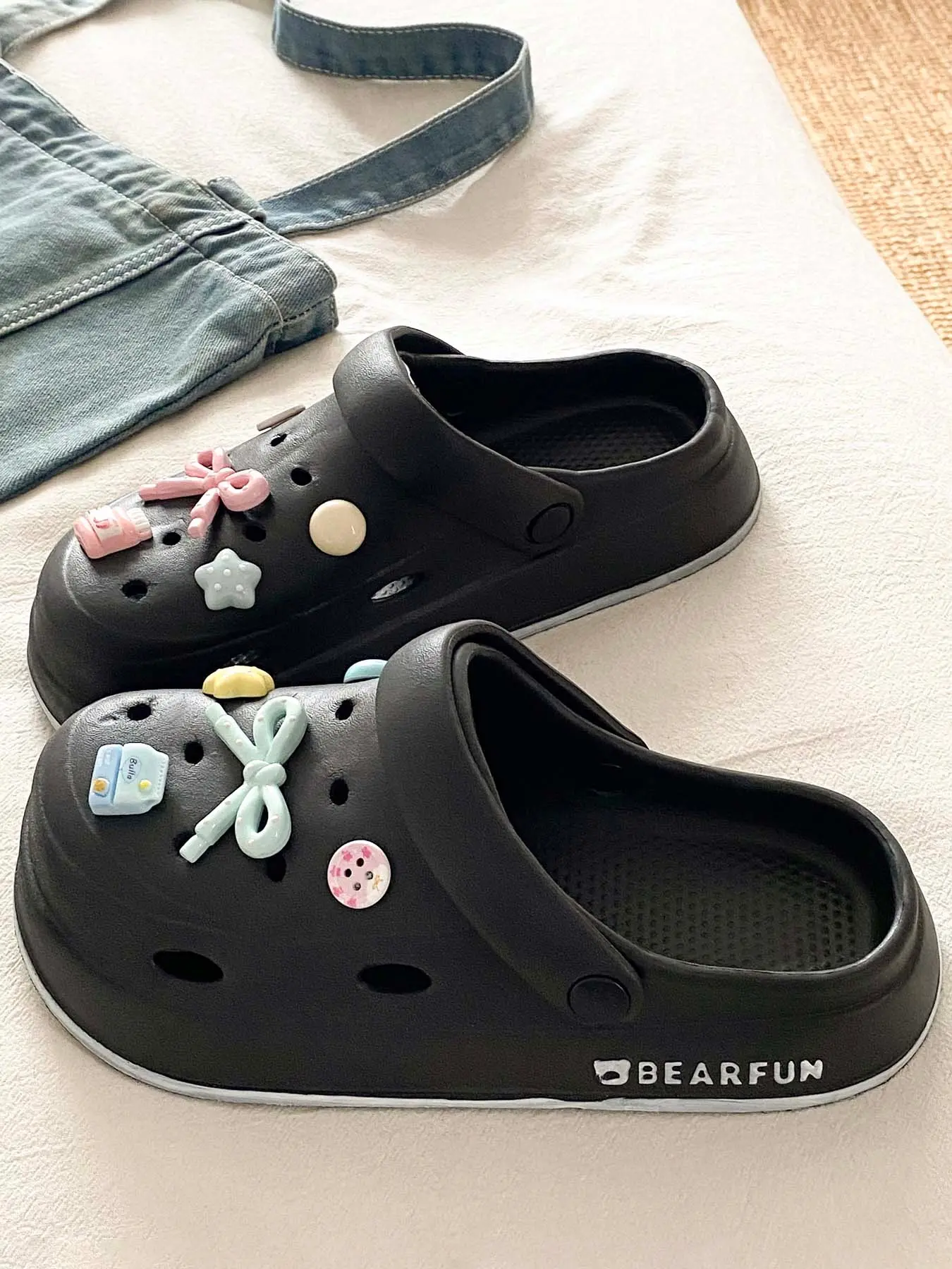 Summer Bestseller Cute Bow Soft Sole Slippers Holey Shoes Eva Outdoor Comfortable Casual Home Wear Two-In-One Beach Garden Shoes