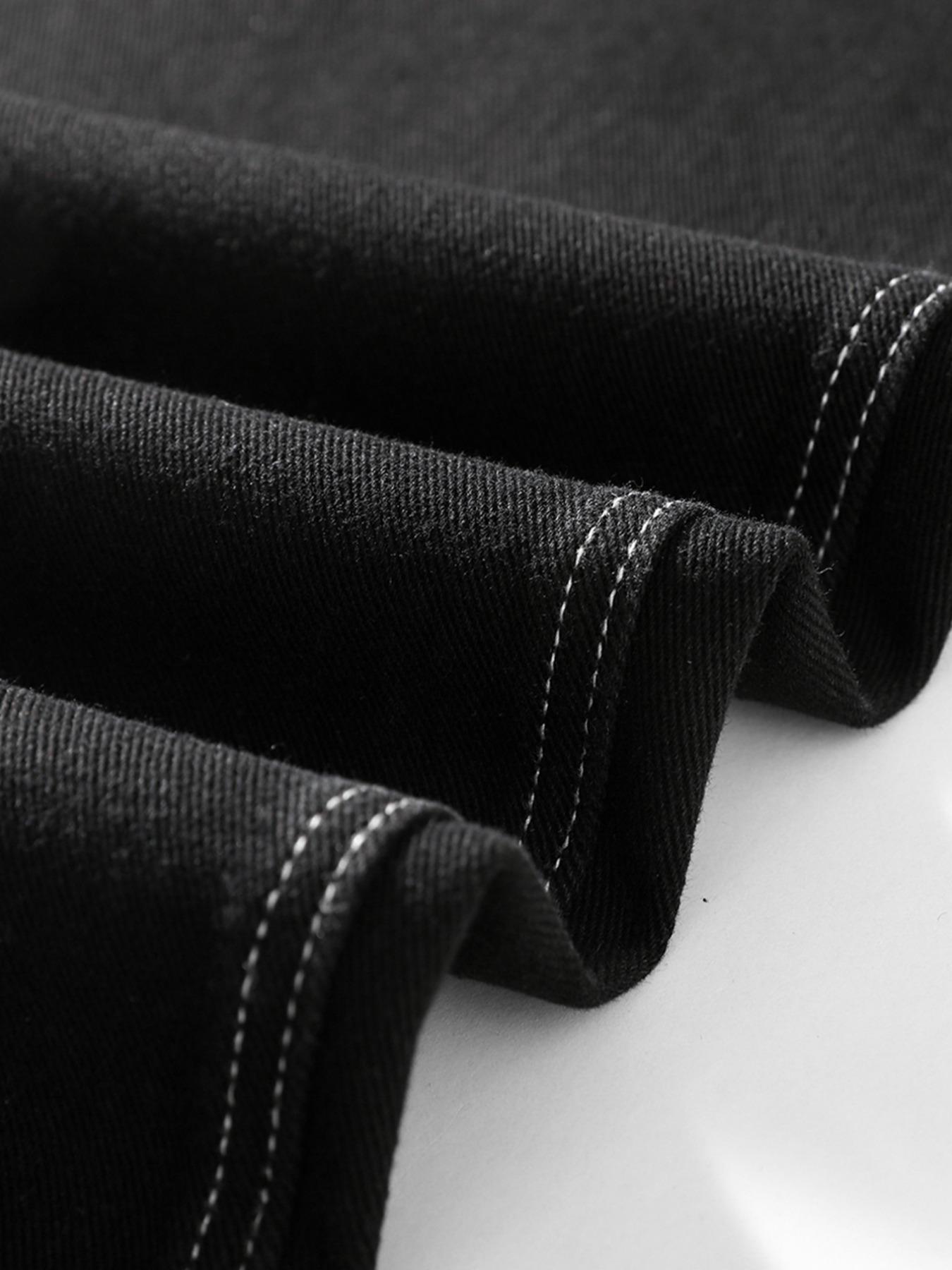 Men's Solid Color Wide Leg Slouchy Jeans, Loose Casual Comfy Denim Trousers for Daily Wear, Fashion Men's Bottoms for All Seasons