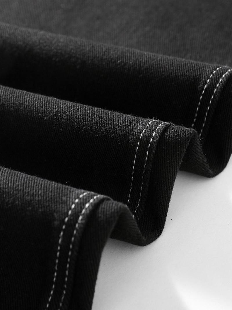 Men's Solid Color Wide Leg Slouchy Jeans, Loose Casual Comfy Denim Trousers for Daily Wear, Fashion Men's Bottoms for All Seasons