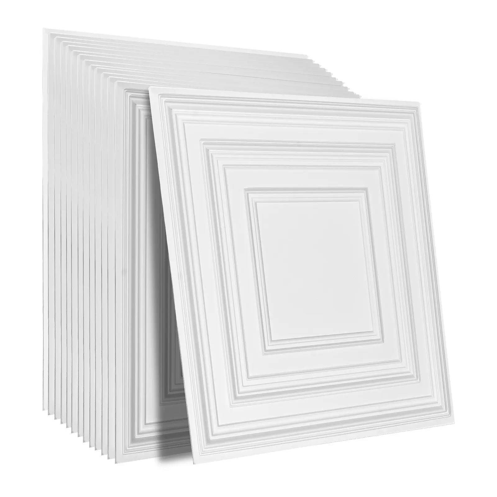 VEVOR 24x24 in Glue Up Easy PVC Ceiling Tiles, 12-Pack Premium Cuttable Sheet, Covering for Home Offices Decoration, White Peg Pattern