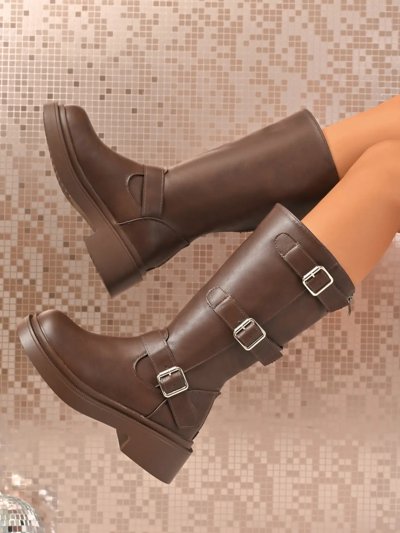 Women's thick soled knee high boots, comfortable soft PU upper, round toe loose leg boots, versatile fashion boots for all seasons, thick heel high-heeled women's boots