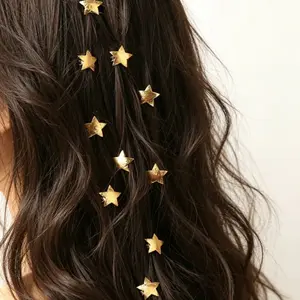 Light Luxury Niche Brushed Star Hair Clips, Trendy Sweet Cool Metal Five-Pointed Star Bead Buckle Barrettes, Stylish Daily Decor Hair Accessories For Women