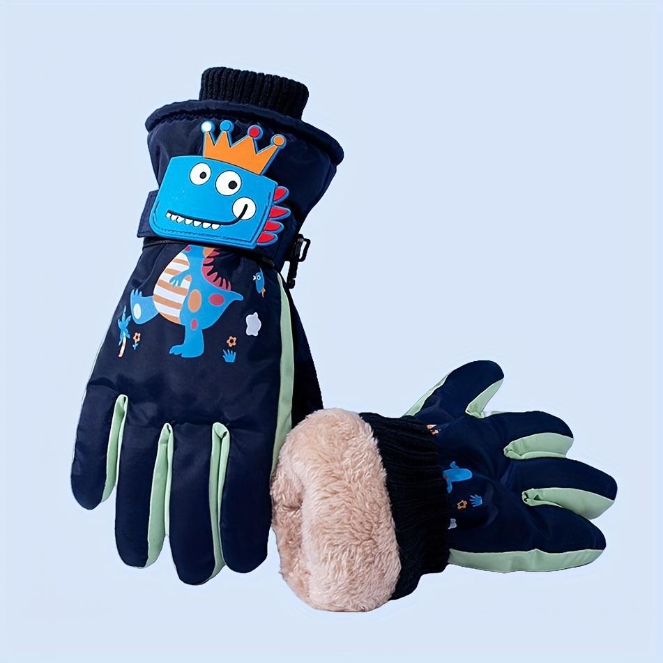 1 Pair Kids Winter Thermal Gloves - Thickened Cold Weather Gloves with Crown, Full-Finger Coverage, Soft Grip for Skiing, Snowboarding, Cycling, Outdoor Activities - Boys & Girls (Navy/Blue/Green/), Kids Snowboarding Gear, Playful Kids Design