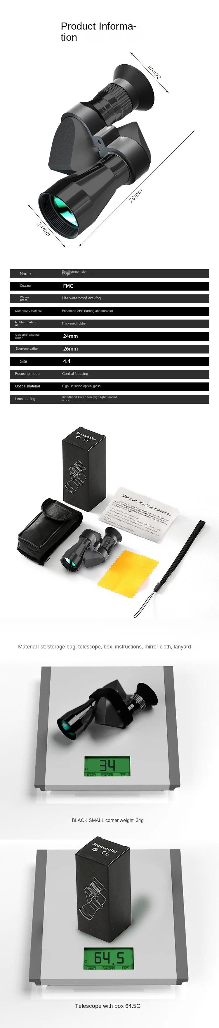 Portable High-Definition Monocular Telescope 1000x20mm with High Magnification Zoom Compact Scope for Hunting Camping Mountaineering Outdoor Fishing and Travel