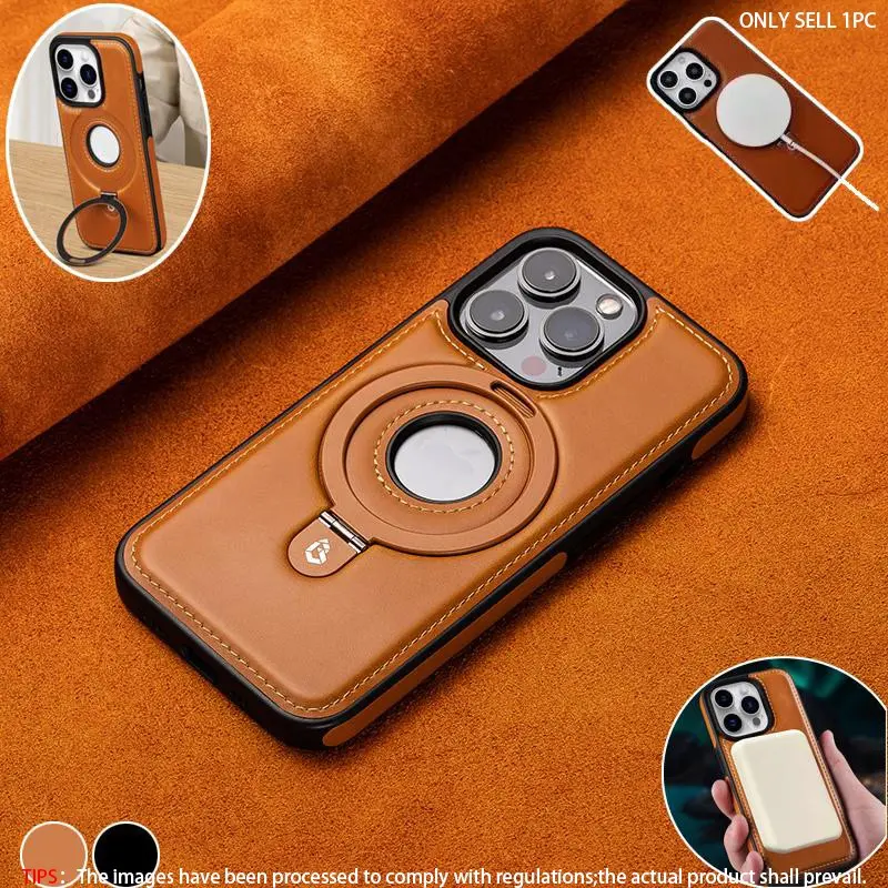 MagSafe Magnetic Charging Integrated Metal Stand High end PU Leather Phone Case iPhone 17 Pro Max 17 Pro 16 15 14 Plus 13 12 11 Pro Max Leather Pattern Anti fall Durable Protective Cover, Protective Shell
