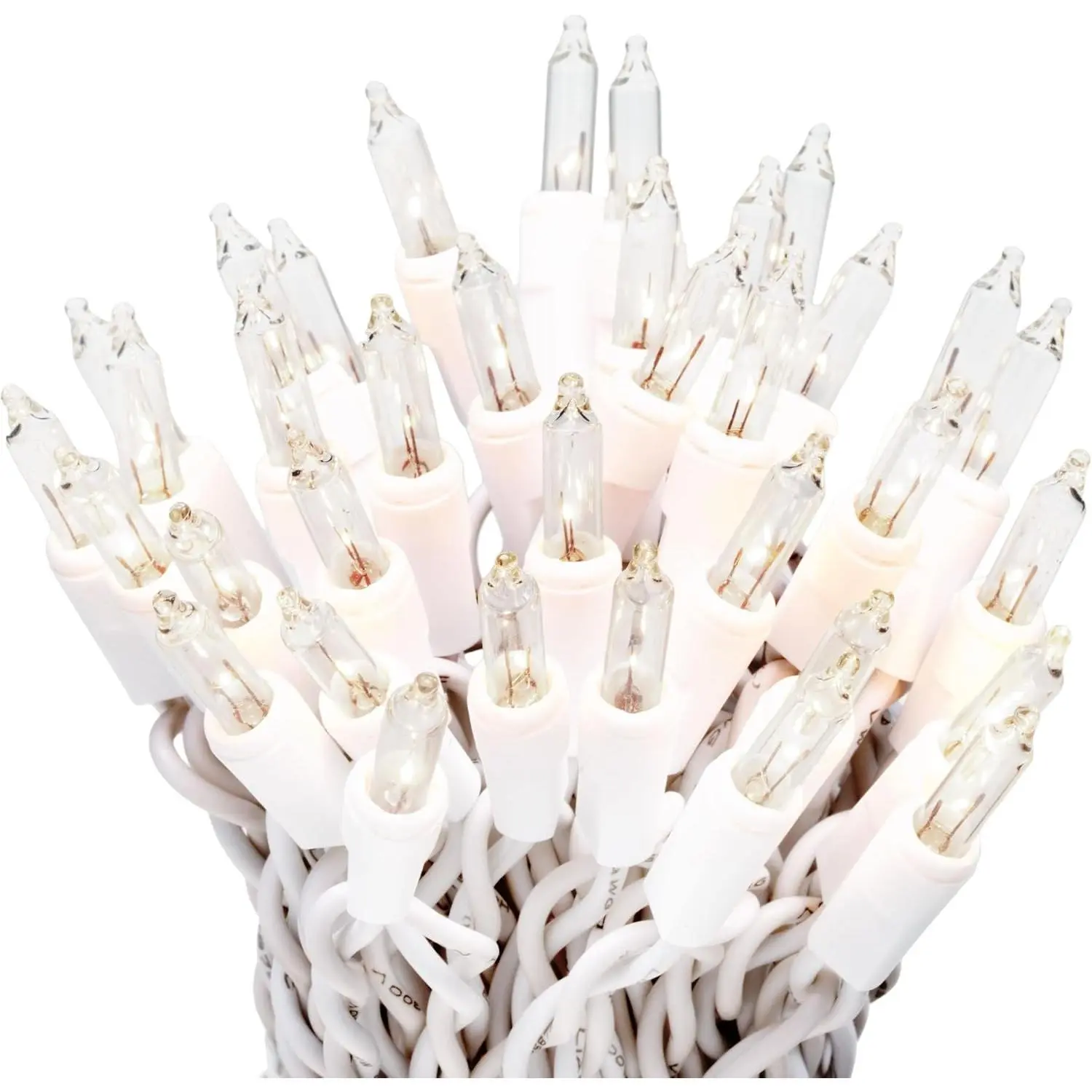 612 Vermont Clear 35 Count Christmas String Lights on White Wire Cord, UL Approved for Indoor Use Only, Total Length 7.5 Foot, Lighted Length 6.1 Foot