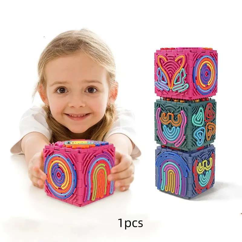 Puzzle Cube Sensory Activity, 3D Assembly Stress Relief Fidget Cube Toy, Educational Brain Teaser for Kids, Fun Interactive Game