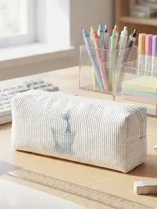 Fish Tank Tail Pattern 2D Print Velvet Pen Bag, Smooth Zipper, Organize School Supplies, Essential for Students, Casual Tool Bag