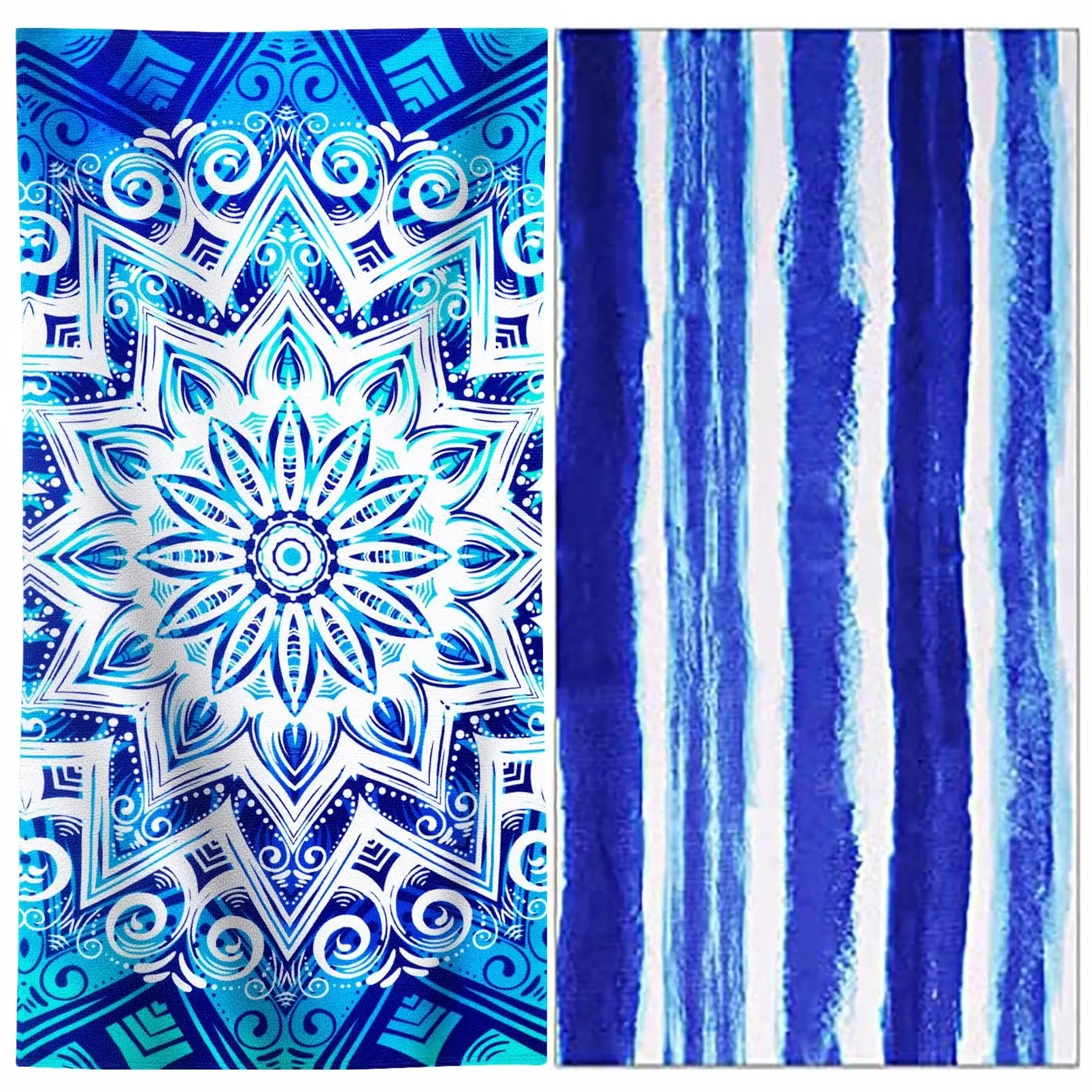 2-Pack Lightweight Microfiber Beach Towels, Quick-Dry Sand-Free Absorbent Compact Towel, Ideal for Pool, Camping, Beach, Travel Essentials