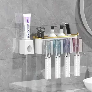 Toothbrush Holder Set with Gargle Cup, Wall Mounted, No Drill, Bathroom Organizer, Gift Decor, Toothbrush Storage, Toothbrush Holder Organizers, 1 Count
