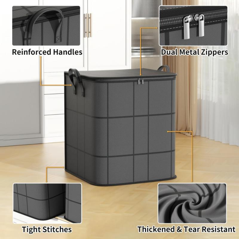 [Under Bed Storage Bags] Under Bed Storage Bags | Large Capacity Stackable | Durable Non-Woven Fabric with Handles & Secure Flap Closure, Multi-Purpose Organizer for Clothes, Quilts, Blankets - Bedroom, Home Storage Containers