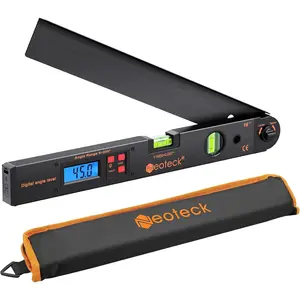 Neoteck 16 inch Digital Angle Finder 225° Aluminum Protractor, LCD Backlight & Bubble Level High Accuracy ±0.5°, Data Hold & Locking Knob, Auto-Off for Woodworking, Construction, Machinery