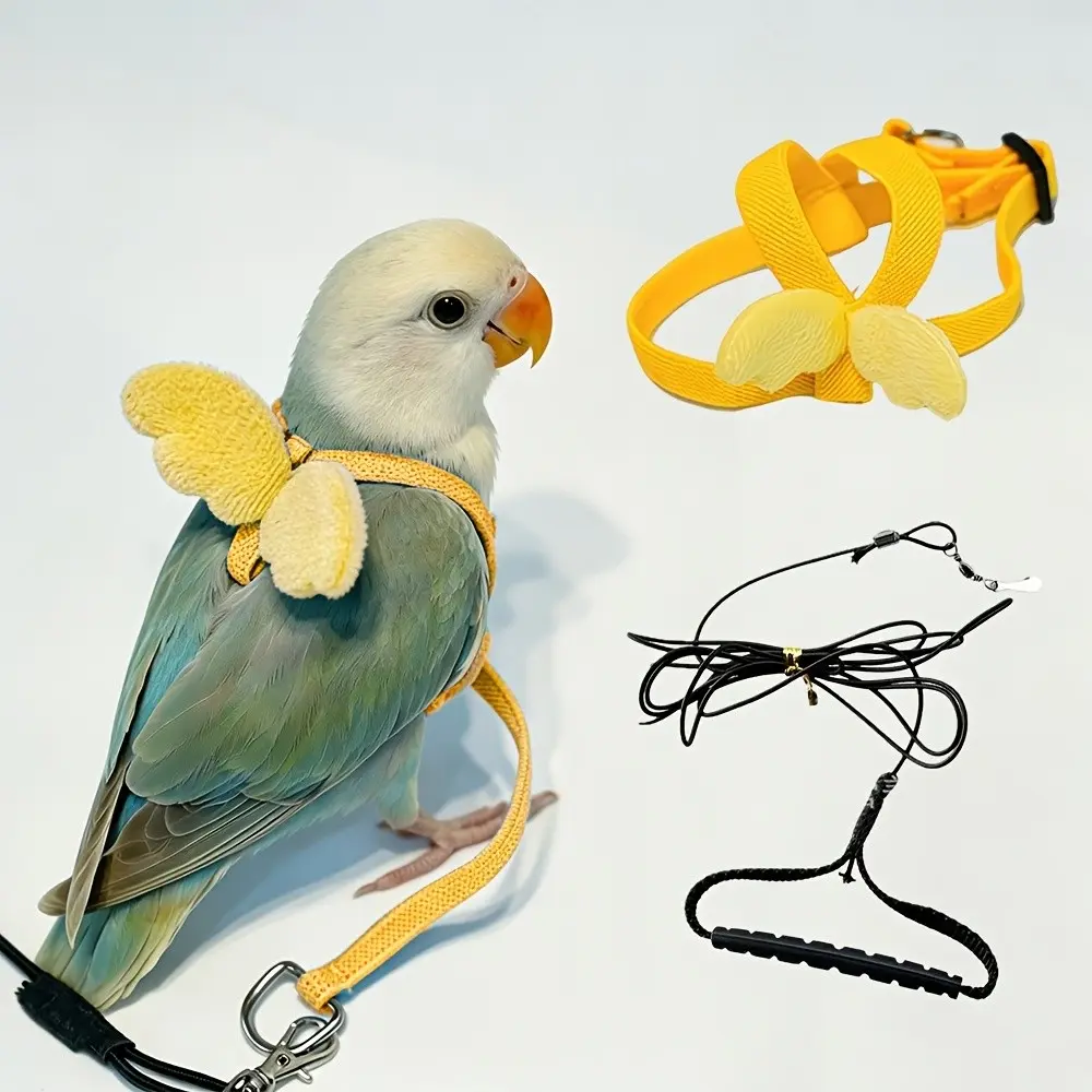 Adjustable Parrot Harness and Leash Set, Bite-Proof Bird Flight Training Leash, Lightweight Escape-Proof Leash with Comfort Handle, Outdoor Use