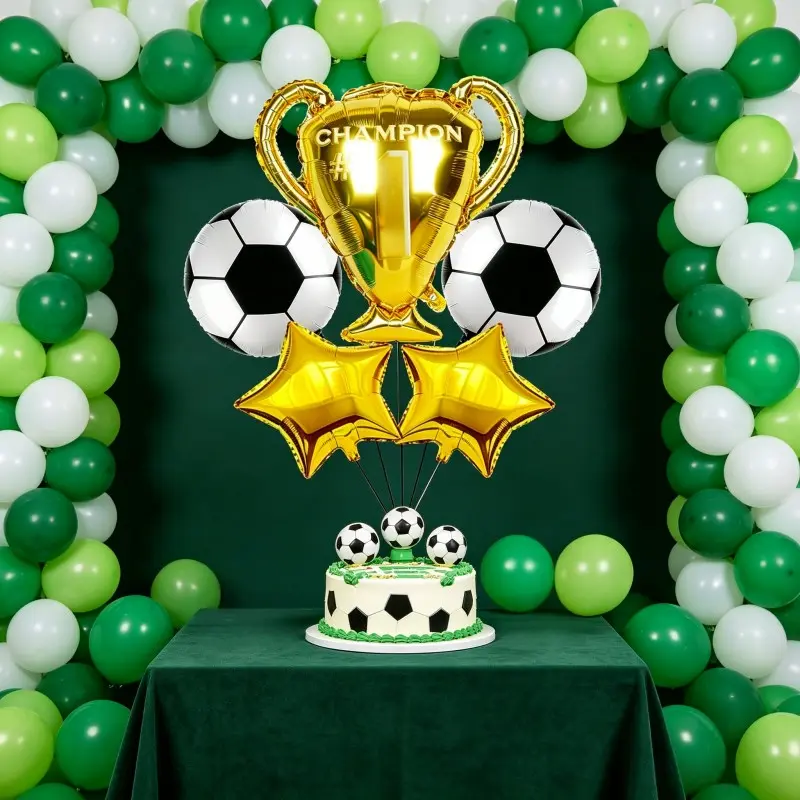 5pcs Football Trophy Balloon Set, Champion Balloons, Party Balloons, Perfect for Soccer Parties, Birthday Decorations, Home Decoration