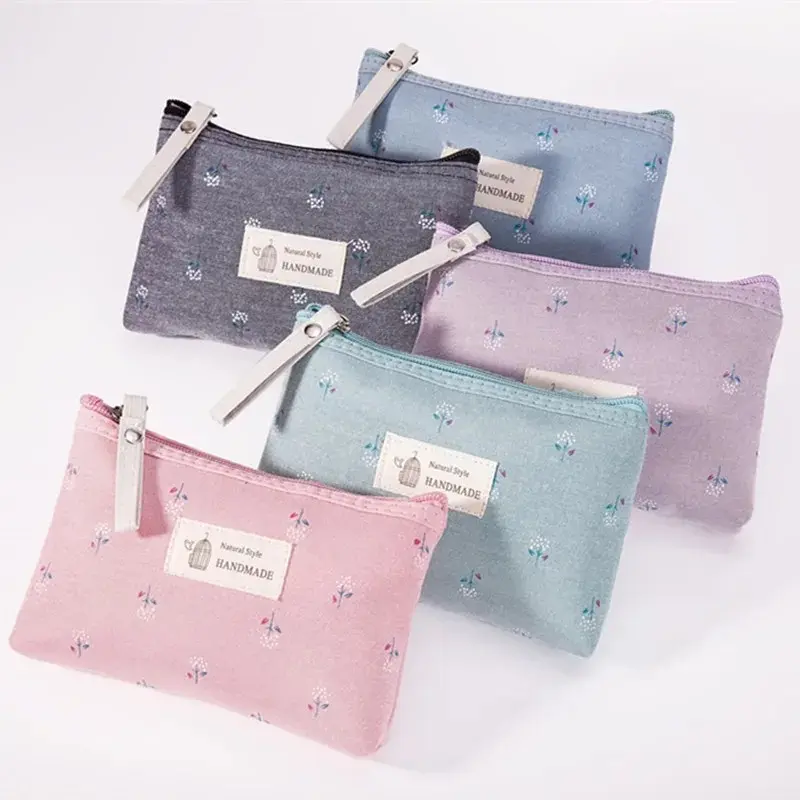 Women's Small Floral Makeup Bag - Zippered Portable Cosmetic Pouch, Toiletry Organizer for Beauty Storage, Vacation and Daily Use