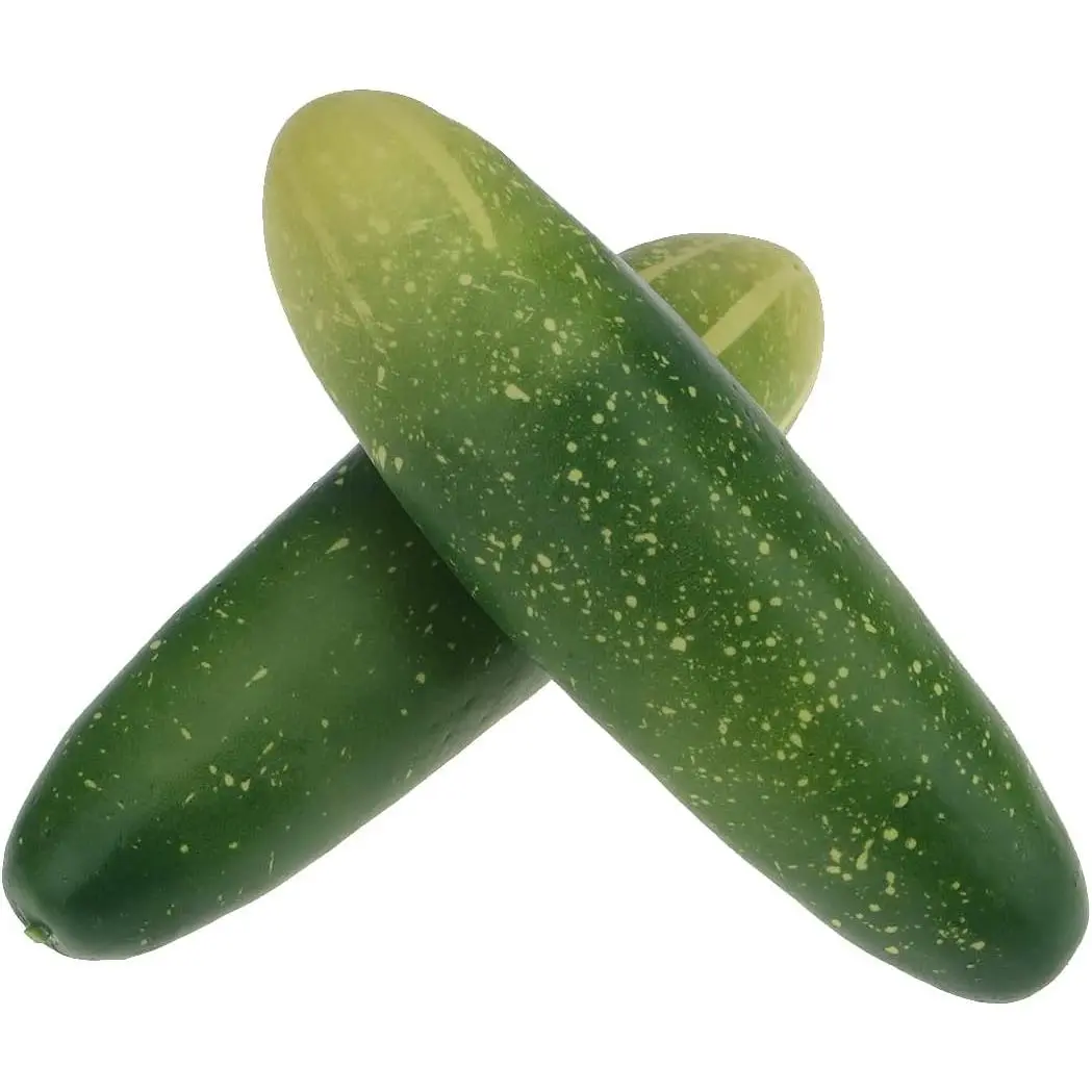 2 PCS Artificial Lifelike Green Cucumber Fake Realistic Plastic Vegetable Decoration for Home Kitchen Faux Props Ornament for Party Festival