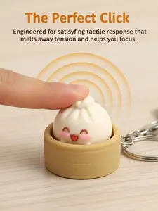 1–5 Cute Steamed Bun Squeeze Keychains – Realistic Dim Sum Design, Stress-Relief Toy, Fun Squeezable Soup Dumpling Charm; A Cute, Whimsical, and Soothing Cartoon Bun Pendant/Gift.