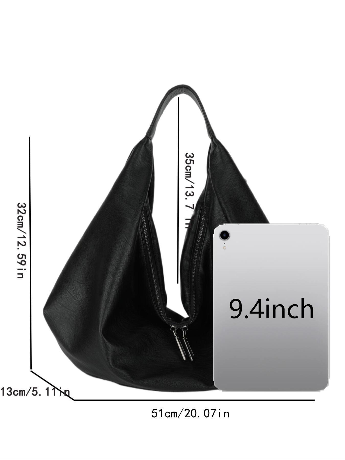 Women's Solid Color Shoulder Bag, Large Capacity PU Tote Bag for Work & School, Casual Trendy Versatile High-quality Daily Commuting Bag, PU Tote Satchel