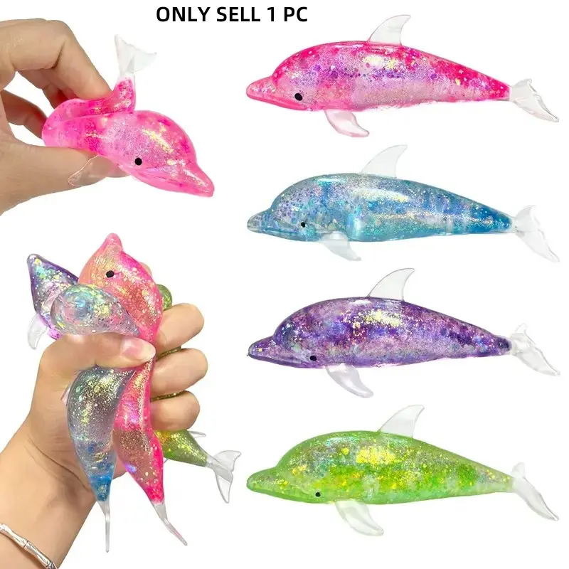 Squishy Dolphin Sugar Stress Balls for Kids and Adults, Calming Stress Ball, Kawaii Dolphin Squeeze Sugar Ball Squishy Toys, Sea-Animals Sensory Stress Toys, Party Favors for Kids