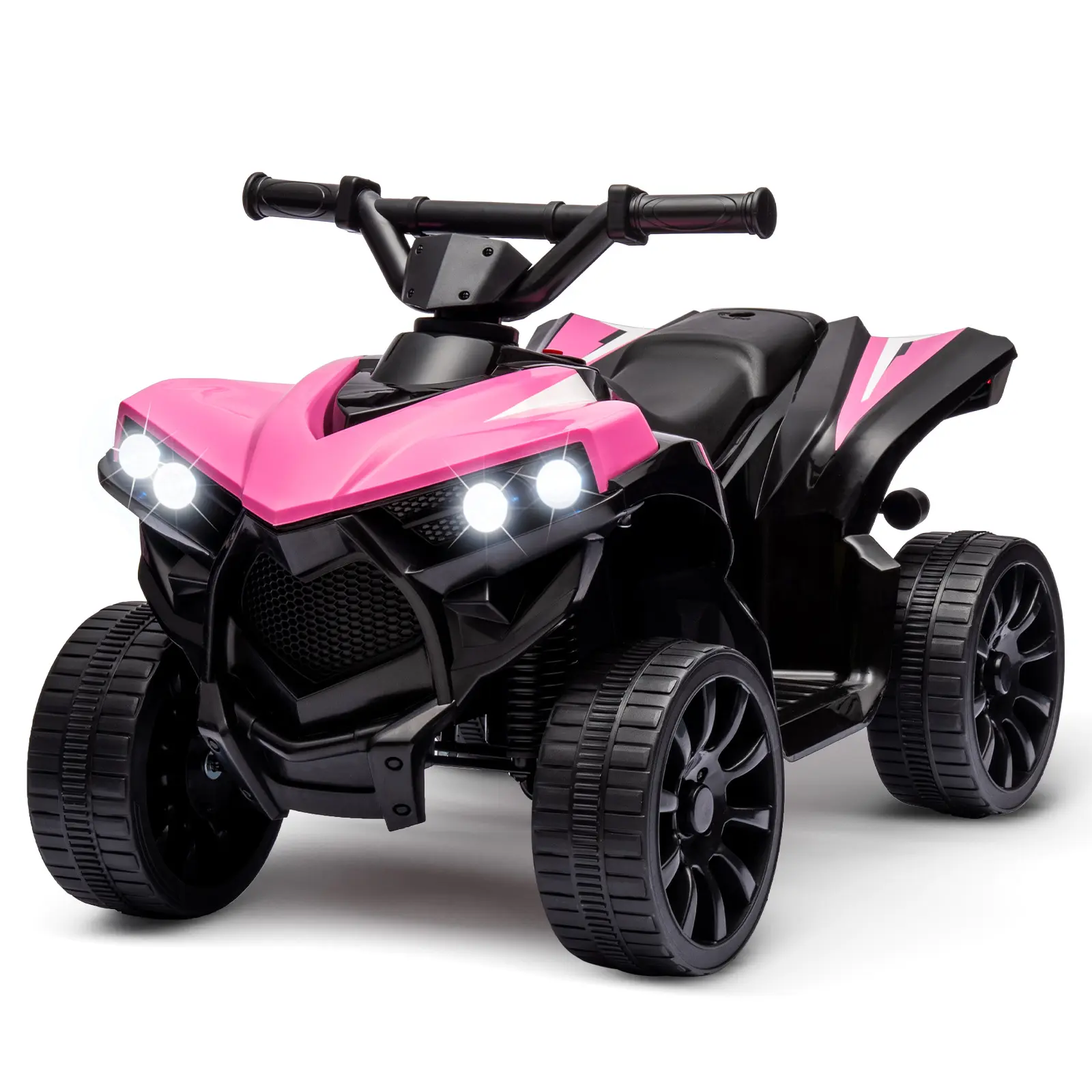Unisex 6V Battery-Powered Kids' Ride-On ATV - 4-Wheeler Electric Toy Car with 390 Motor, Plastic Wheels, Charger, Built-in Cells for Outdoor Toddler Use