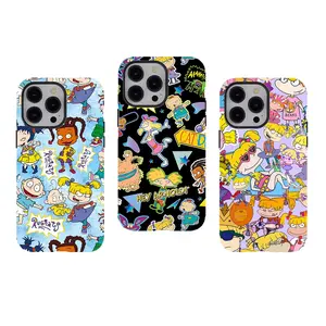 [No magnetic] 90s Nostalgia Rugrats Phone Case,Aesthetic Tough phone Cover,Durable Dual-Layer design tough phone casing for iPhone 17 16 15 14 13 12 11 8 7 for Samsung Series,Shockproof Protective Cover,Cartoon Collage Y2K Phone Cover